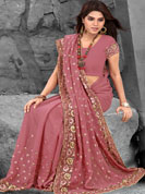 Ultimate collection resham embroidred and stone, seeds work chiffon sarees. With unstitched Blouse. 