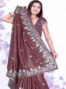 Ultimate collection resham embroidred and stone, seeds work chiffon sarees. With unstitched Blouse. 