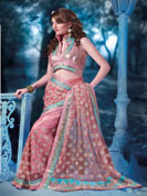 Summer fresh full net saree with gorgeous seuins work with semi stitched blouse