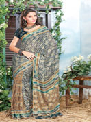 designer all over printed saari stylist buti print border wih flower print.