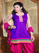 Designer Salwaar Kameez in  Row Silk with summer friendly salwar kameez. Slight Color variations possible due to differing screen and photograph resolutions.
