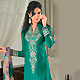 Turquoise Green Cotton Jacquard Salwar Kameez with Dupatta