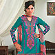 Turquoise Green Cotton Jacquard Salwar Kameez with Dupatta