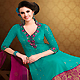 Turquoise Green Net Georgette Churidar Kameez with Dupatta