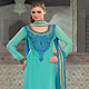 Turquoise Blue Cotton Churidar Kameez with Dupatta