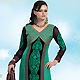 Turquoise Green and Black Georgette Churidar Kameez with Dupatta