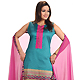 Turquoise Jacquard Cotton Salwar Kameez with Dupatta