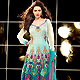 Shaded Turquoise Net Anarkali Churidar Kameez with Dupatta