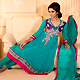 Turquoise Green Georgette Churidar Kameez with Dupatta