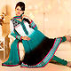 Shaded White, Turquoise Green and Black Georgette Churidar Kameez with Dupatta