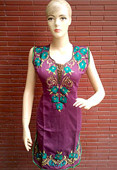 An elegant looking silk kurti is nicely designed with thread worked floral embroidery, buttons and piping work. Rose patterned embroidery on neckline and bottom. This kurti is used for casual and party purpose. Nice mixing of colors and work make different to others. Another colors of this kurti shown in image. Slight Color variations are possible due to differing screen and photograph resolutions.