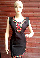 Elegant and simple Silk kurti is nicely designed with flower pattern embroidered patch on necline and bottom with fabric lace border. This kurti is used for casual and party purpose. Nice mixing of colors and work make different to others. Another colors of this kurti shown in image. Slight Color variations are possible due to differing screen and photograph resolutions.