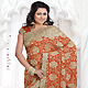 Dark Rust Crepe Silk Saree with Blouse