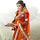 Rust Net Lehenga Style Saree with Blouse