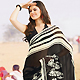 Black and Off White Faux Georgette Saree with Blouse