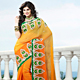 Yellow and Shaded Orange Viscose Georgette Saree with Blouse
