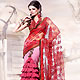 Red Net Lehenga Style Saree with Blouse